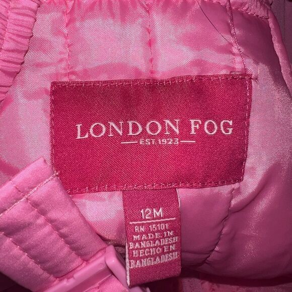 London Fog Baby Girl Pink Snow Bibs Embroidered Flowers 12 Month EUC - Picture 4 of 6